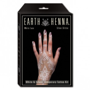 Временные татуировки Earth Henna WHITE and SILVER temporary TATTOO KIT (Набор)