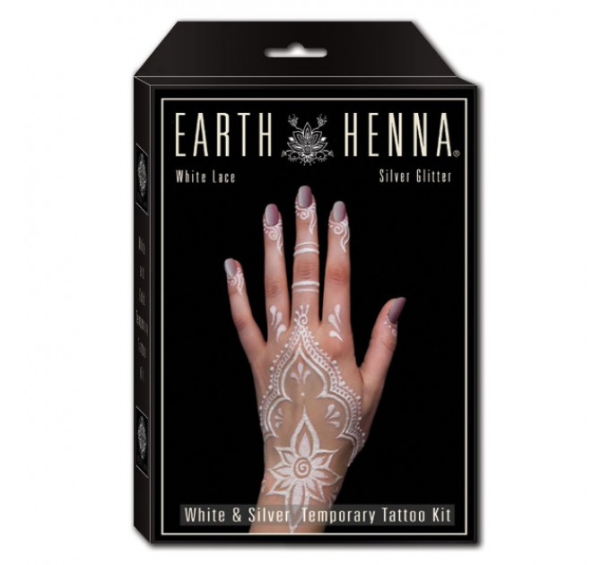 Earth Henna WHITE and SILVER temporary TATTOO KIT - Набор временных татуировок