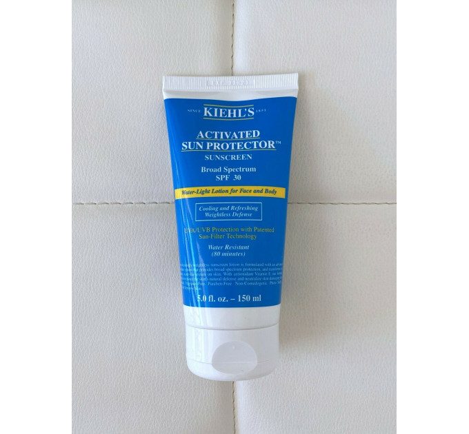 Kiehl's Activated Sun Protector Sunscreen Water Light Lotion For Face  & Body SPF 30 Солнцезащитный лосьон для лица и тела 