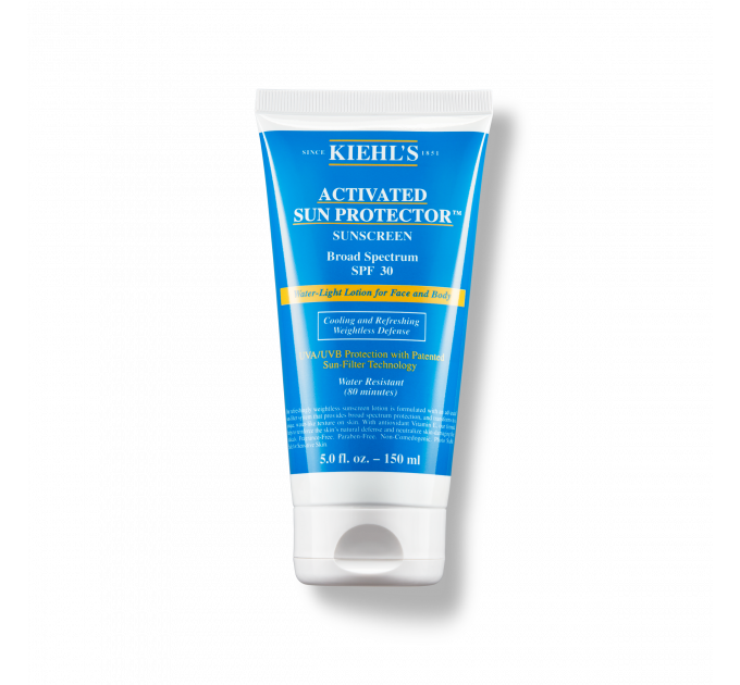 Kiehl's Activated Sun Protector Sunscreen Water Light Lotion For Face  & Body SPF 30 Солнцезащитный лосьон для лица и тела 