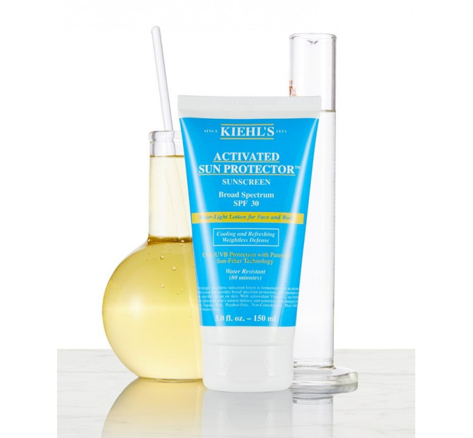 Kiehl's Activated Sun Protector Sunscreen Water Light Lotion For Face  & Body SPF 30 Солнцезащитный лосьон для лица и тела 