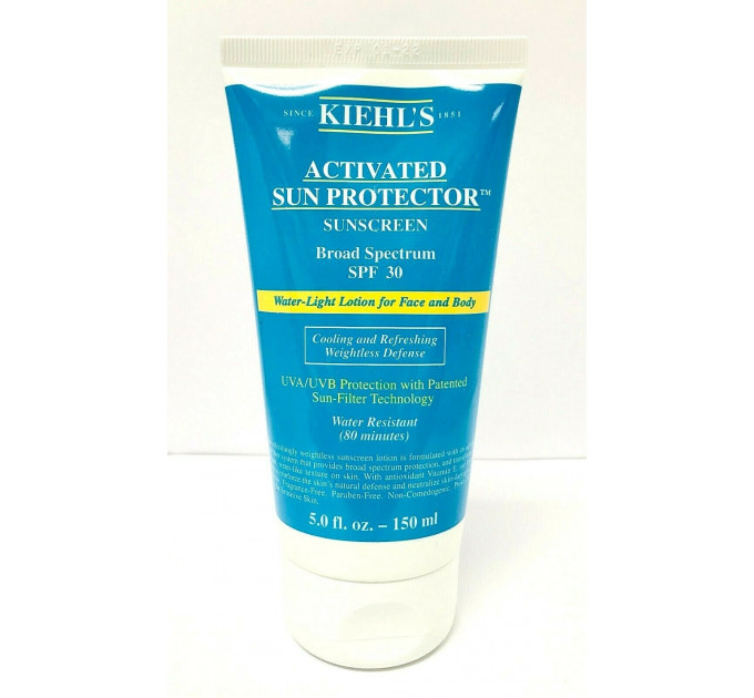 Kiehl's Activated Sun Protector Sunscreen Water Light Lotion For Face  & Body SPF 30 Солнцезащитный лосьон для лица и тела 