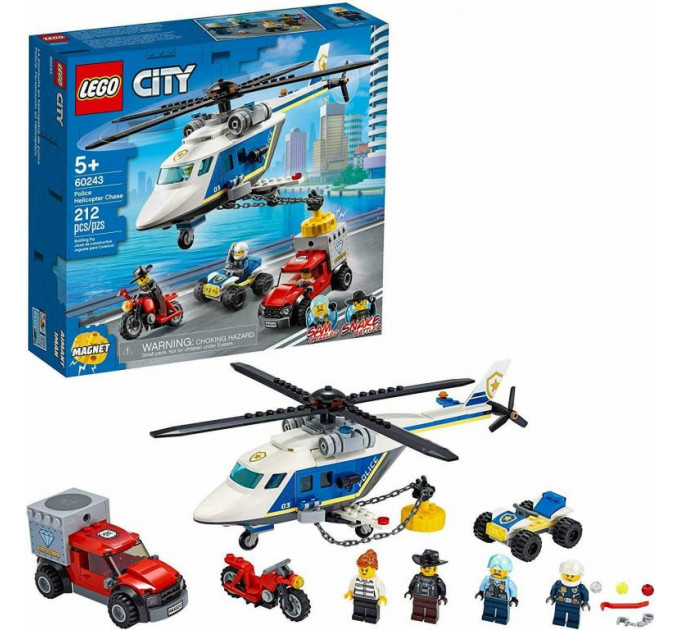 Конструктор LEGO City 60243 Погоня на полицейском вертолёте 