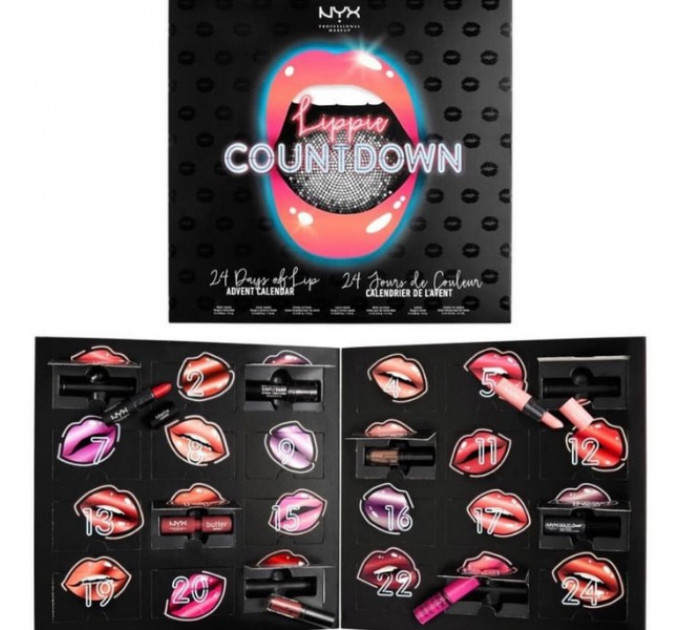 NYX Box of Goodies Advent Calendar 12 Lipsticks & 12 Eye Shadows подарочный набор для макияжа