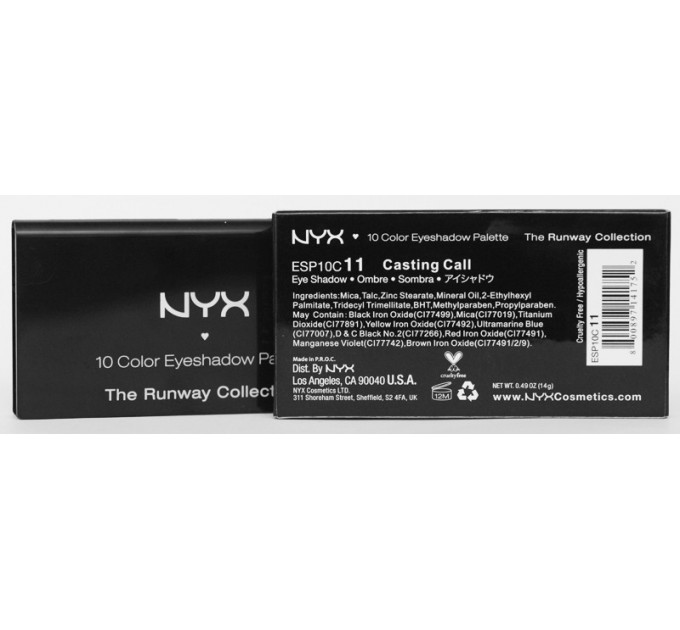 Палітра тіней NYX Cosmetics Runway Collection 10 Color Eye Shadow Palette Casting Call (10 відтінків)