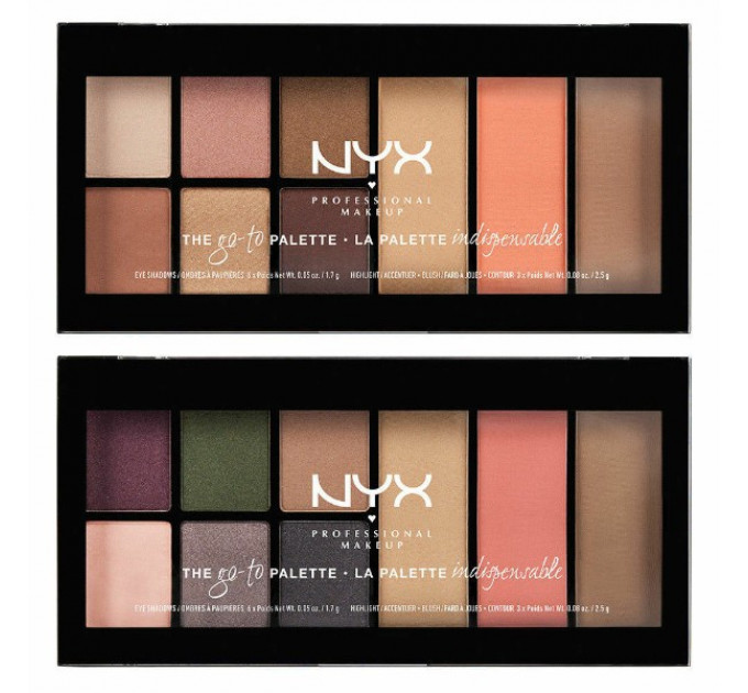 Набір косметики NYX Cosmetics Go To Palette (6 відтінків тіней + хайлайтер + рум'яна + бронзер)