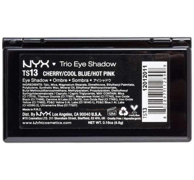 Палітра тіней NYX Cosmetics Trio Eye Shadow Cherry / Cool Blue / Hot Pink (3 відтінки)