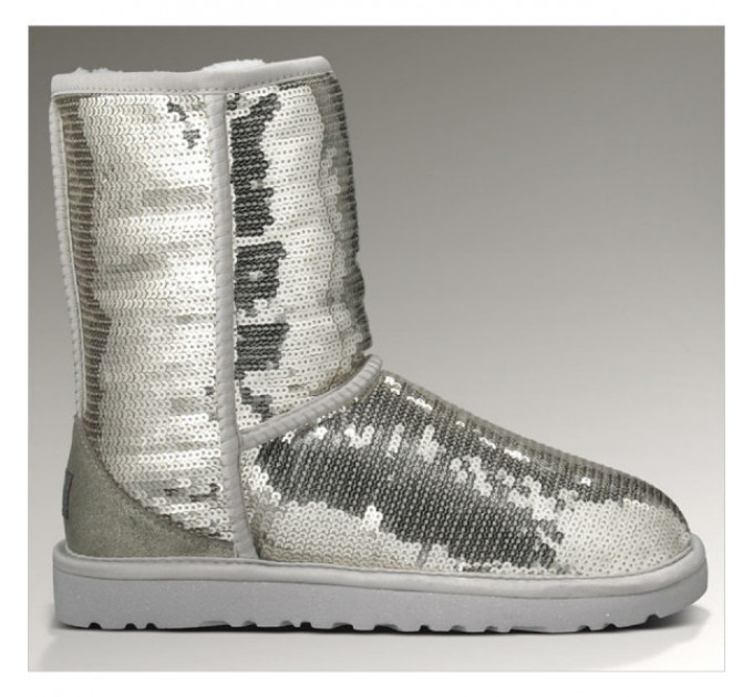 UGG Classic Short Sparkles Silver Угги с пайетками