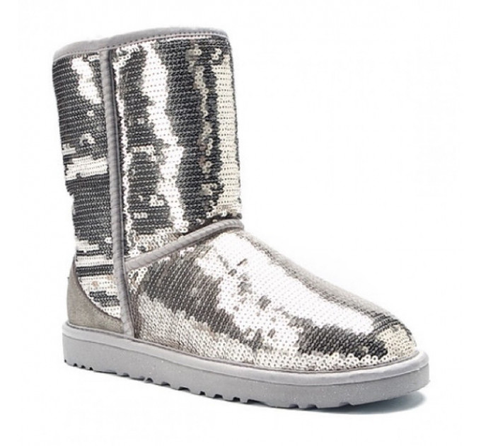 UGG Classic Short Sparkles Silver Угги с пайетками