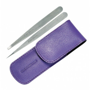 Набор пинцетов для бровей Tweezerman Petite Tweeze Set with Purple Case Set (3 предмета) 