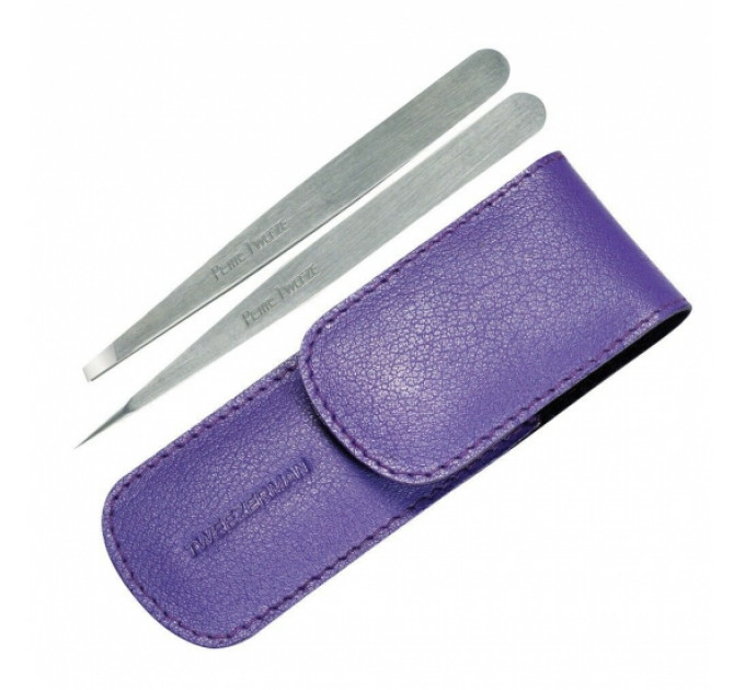 Набор пинцетов для бровей Tweezerman Petite Tweeze Set with Purple Case Set (3 предмета) 