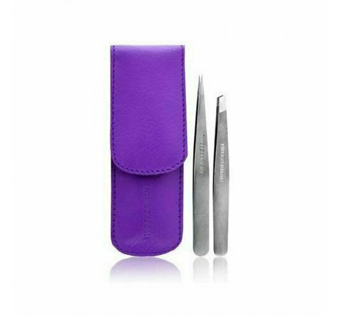 Набор пинцетов для бровей Tweezerman Petite Tweeze Set with Purple Case Set (3 предмета) 