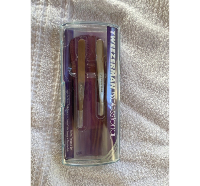 Набор пинцетов для бровей Tweezerman Petite Tweeze Set with Purple Case Set (3 предмета) 