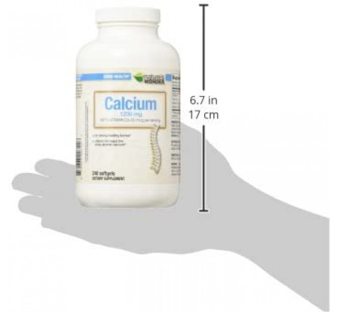 Nature's Wonder Calcium 1200 mg with Vitamin D3 25 mcg (1000IU), Харчова добавка Кальцій + Вітамін Д3, 240 капсул