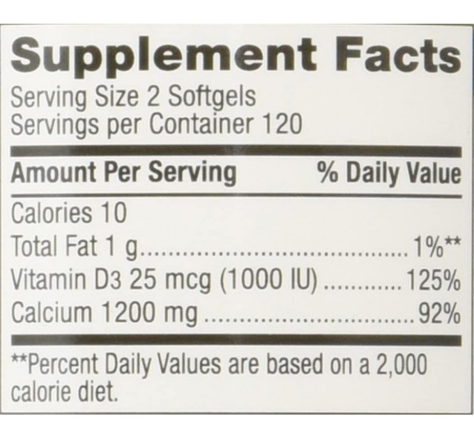 Nature's Wonder Calcium 1200 mg with Vitamin D3 25 mcg (1000IU), Пищевая добавка Кальций + Витамин Д3, 240 капсул 