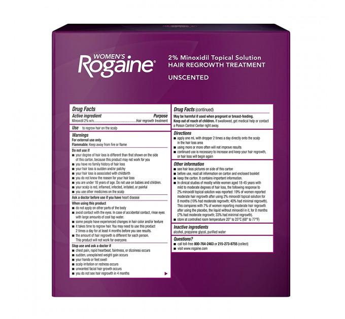 Раствор миноксидила для роста волос Women's Rogaine 2% Minoxidil для женщин
