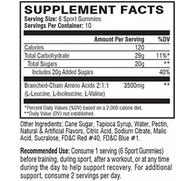 Scivation Xtend Sports Recovery Gummies - Аминокислоты с разветвленной цепью BCAA + быстродействующие углеводы - со вкусом ежевики, 60 жевательных конфет