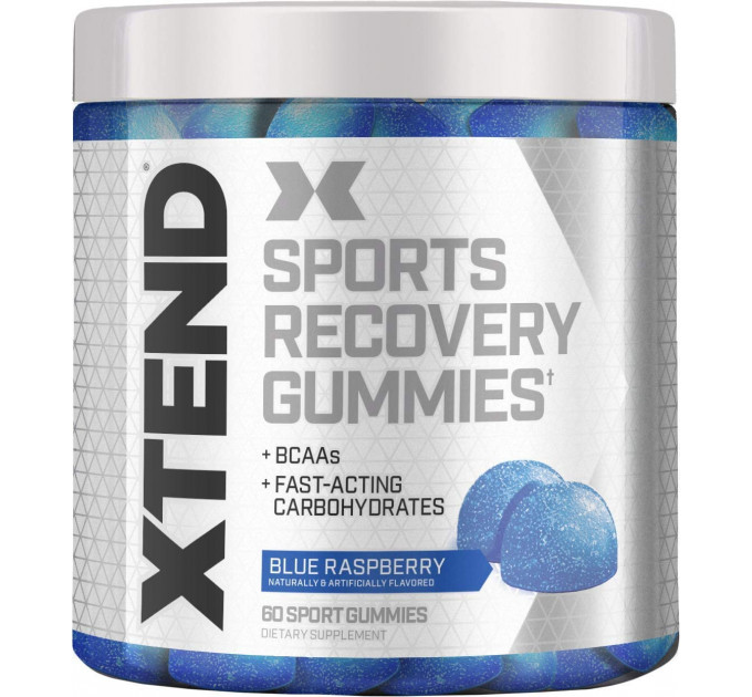 Scivation Xtend Sports Recovery Gummies - Аминокислоты с разветвленной цепью BCAA + быстродействующие углеводы - со вкусом ежевики, 60 жевательных конфет