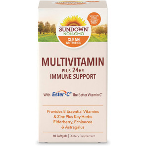 Мультивитамины + 24 ч. иммунная поддержка Sundown Multivitamin Plus 24 hr Immune Support, 60 капсул