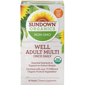 Мультивитамины для взрослых Sundown Organics Well Adult Multi Once Daily, 1 в день, 30 таблеток