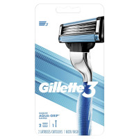 Станок для бритья Gillette 3 Aqua-Grip Men's Razor handle 2 Refills (1 станок и 2 сменных картриджа)