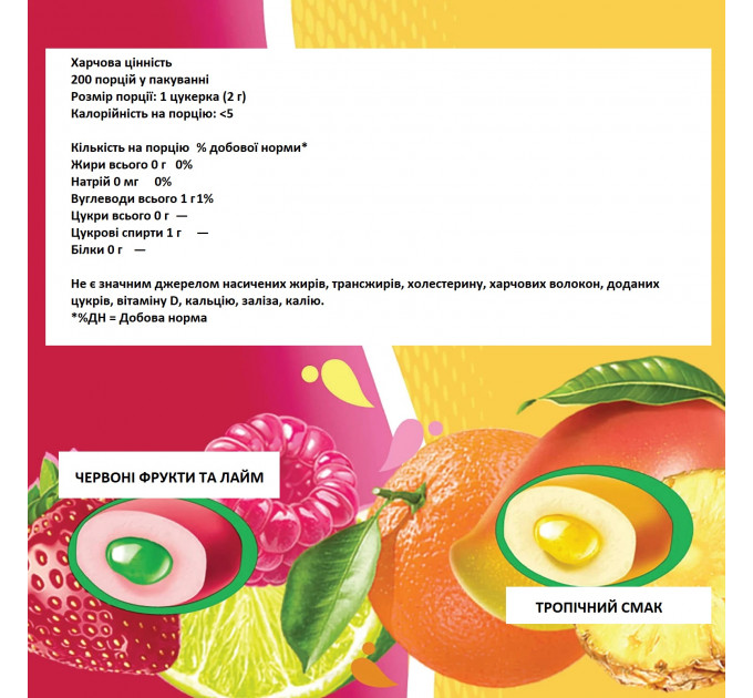 Жевательная резинка Mentos Pure Fresh с тропическими фруктами и лаймом 50 драже