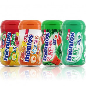 Жувальна гумка Mentos Gum без цукру 4 смаки фруктово-м'ятний мікс 4 банки по 50 драже
