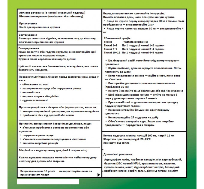 Нікотинова жувальна гумка Amazon Basic Care 4 мг м'ятний смак 20 шт