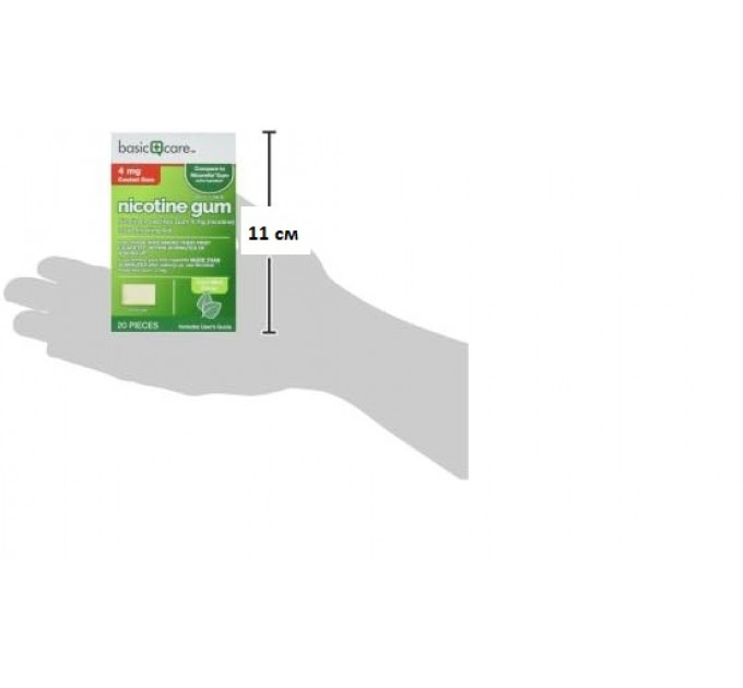 Нікотинова жувальна гумка Amazon Basic Care 4 мг м'ятний смак 20 шт