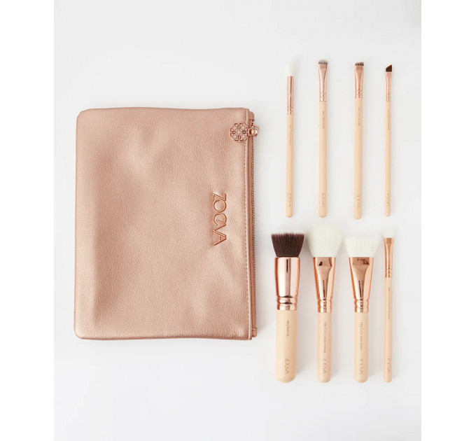 Набір пензлів для макіяжу ZOEVA Rose Gold Vol.2 (8 пензлів та косметичка)