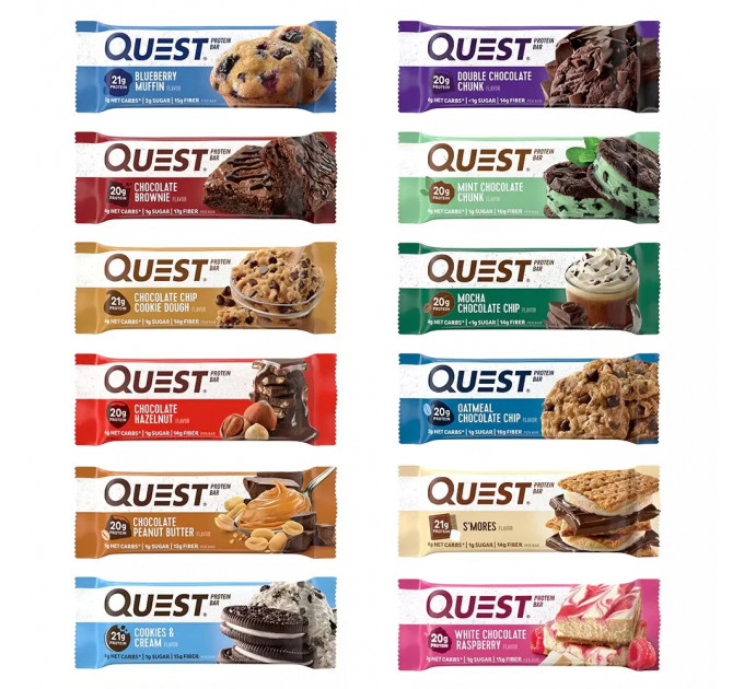 Набір протеїнових батончиків Quest Nutrition 12 шт х 60 грам мікс різних смаків