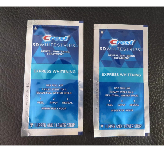 Відбілюючі смужки для зубів Crest 3D White 1 Hour Express 2 стікери (4 смужки)