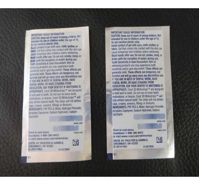 Відбілюючі смужки для зубів Crest 3D White 1 Hour Express 2 стікери (4 смужки)