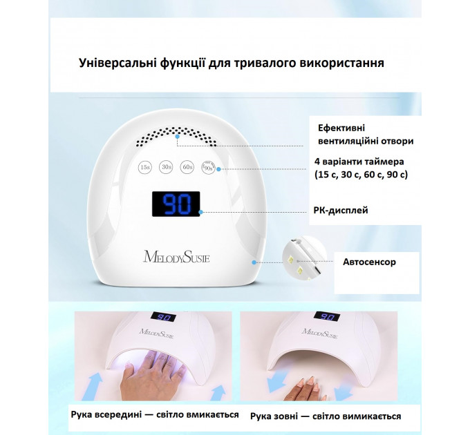 LED-лампа для полімеризації гель-лаку MelodySusie 48 Вт біла