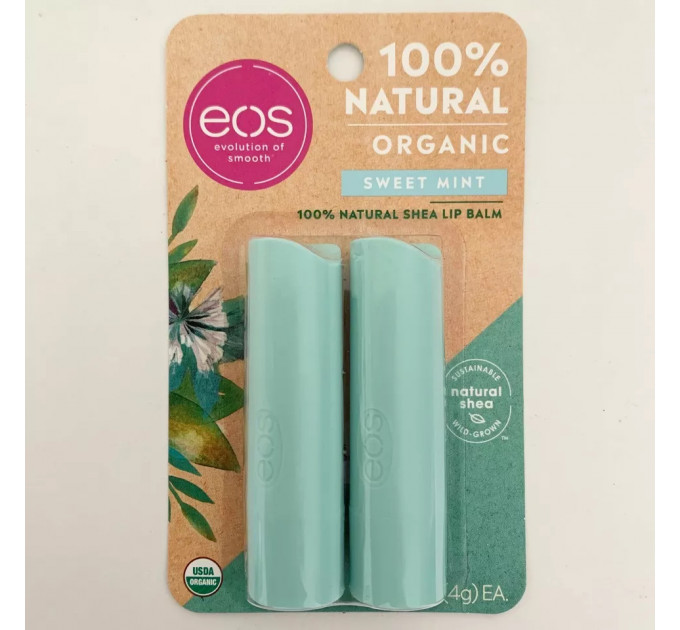 Набір органічних бальзамів для губ EOS Organic Natural Shea Солодка м'ята 2 шт