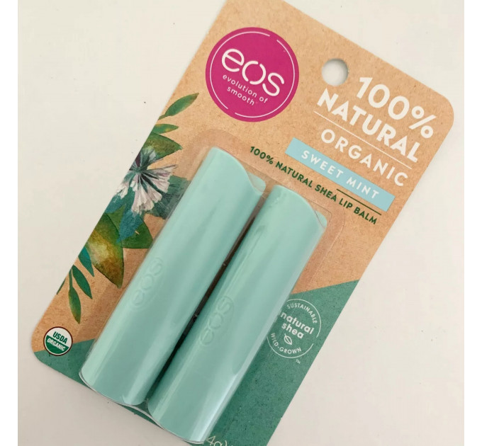 Набір органічних бальзамів для губ EOS Organic Natural Shea Солодка м'ята 2 шт