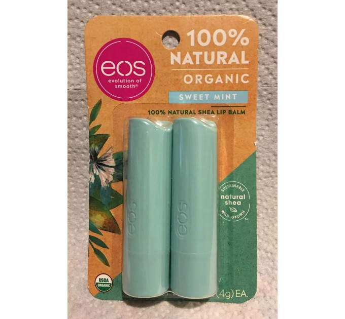 Набір органічних бальзамів для губ EOS Organic Natural Shea Солодка м'ята 2 шт
