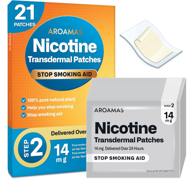 Нікотинові пластирі Aroamas Nicotine Patches 1 рівень (21 пластир по 14 мг нікотину)