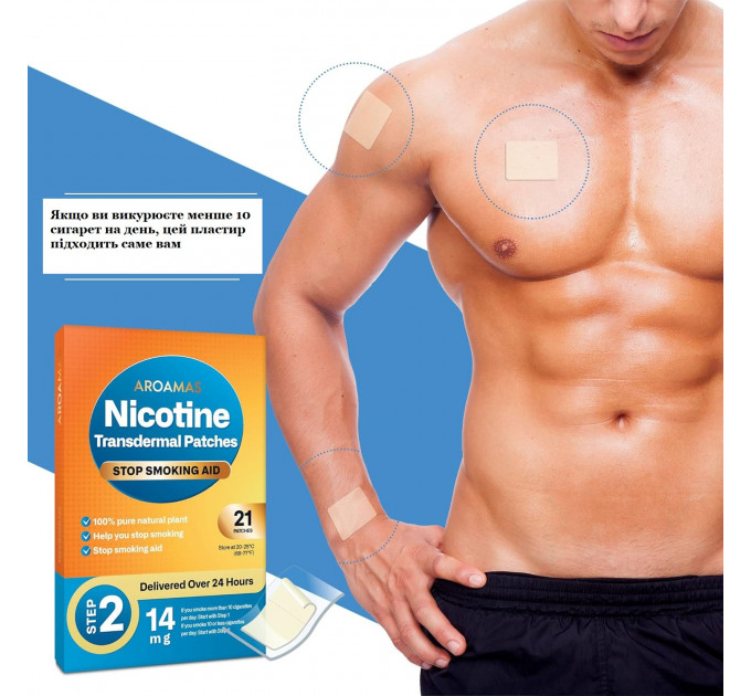Нікотинові пластирі Aroamas Nicotine Patches 1 рівень (21 пластир по 14 мг нікотину)
