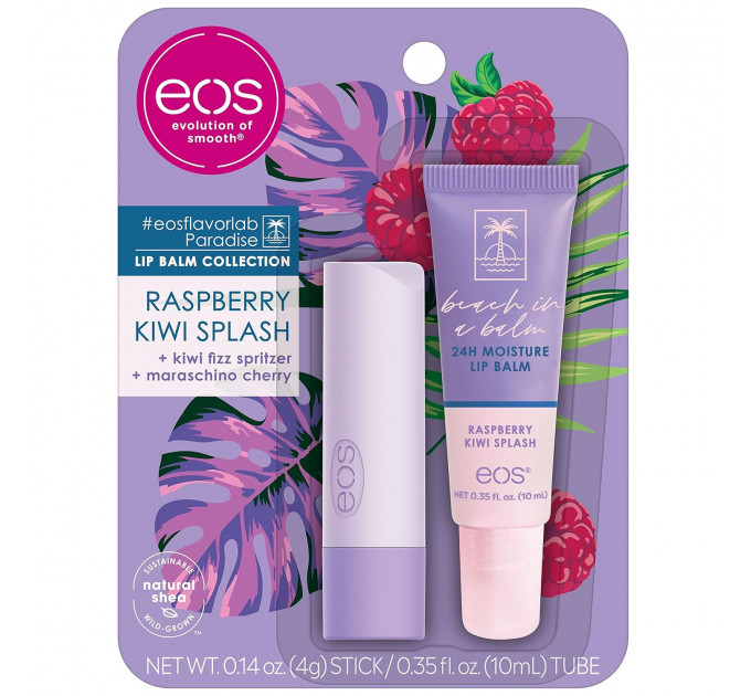 Набір бальзамів для губ EOS FlavorLab з олією ши ароматом малини та ківі 2 шт