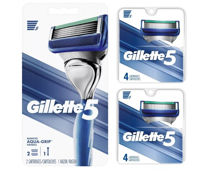 Бритвений станок Gillette 5 з 10 змінними картриджами