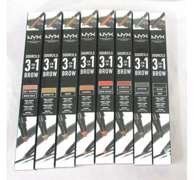NYX Brow Pencil для брів 3в1 олівець пудра і туш