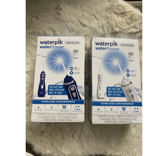 Два портативних іригатори Waterpik WP-583 Cordless Advanced 2 шт (синій і білий)