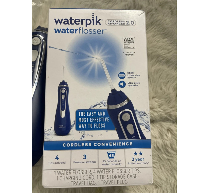 Два портативних іригатори Waterpik WP-583 Cordless Advanced 2 шт (синій і білий)