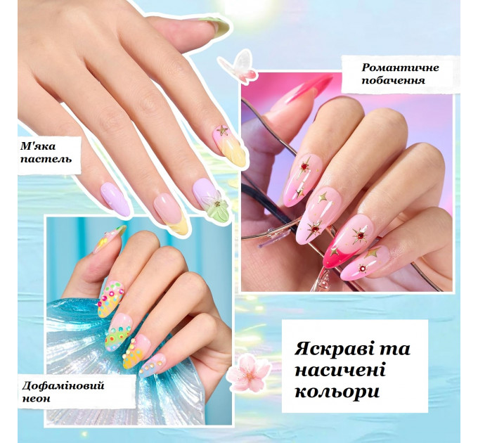 Набір гель-лаків для нігтів Beetles із 110 предметів  (100 кольорів по 5 мл бази, топи та аксесуари)