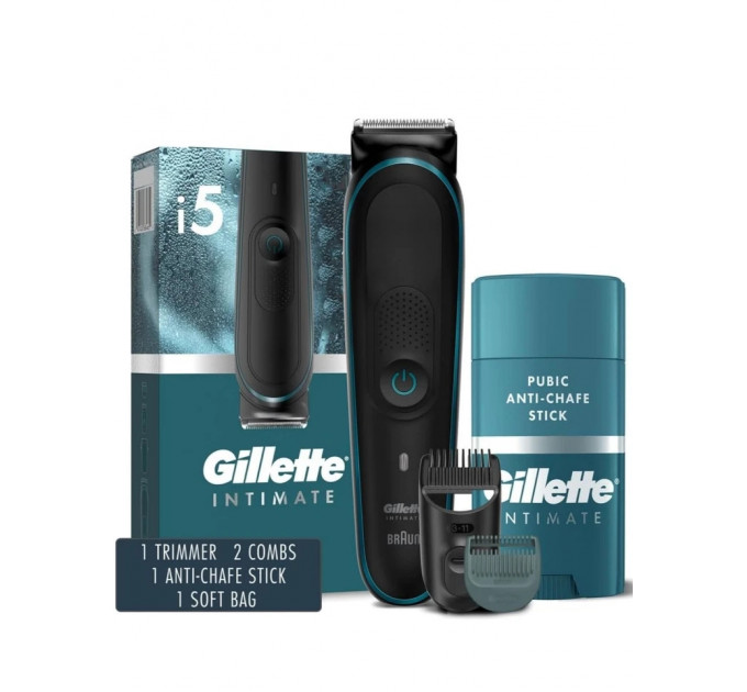 Водонепроникний тример для інтимної гігієни Gillette Intimate i5 (тример, 3 насадки, стік від натирання )