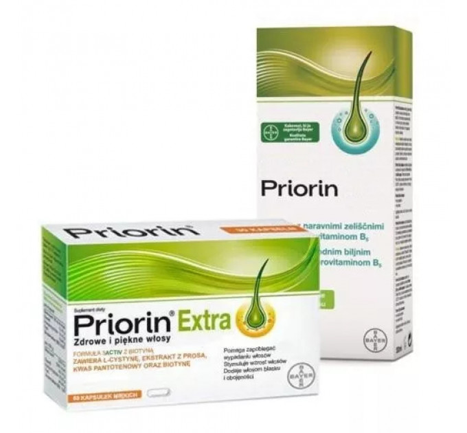 Комплекс против выпадения волос Priorin Extra 30 капсул и укрепляющий шампунь 200 мл