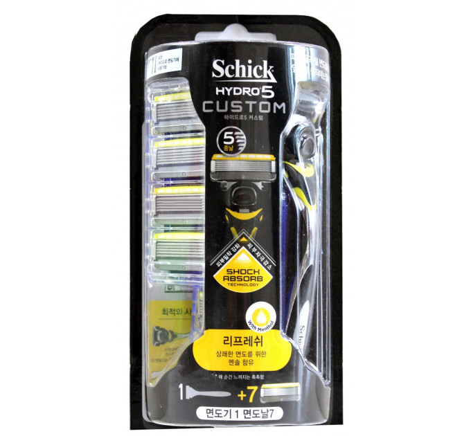Набір для гоління Schick Hydro 5 Custom Refresh (станок 7 змінних касет, захисна кришка і чохол для подорожей)