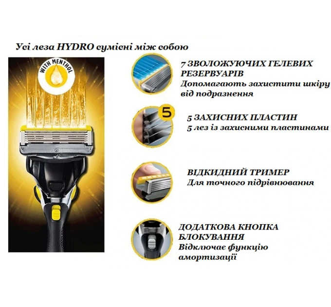 Набір для гоління Schick Hydro 5 Custom Refresh (станок 7 змінних касет, захисна кришка і чохол для подорожей)