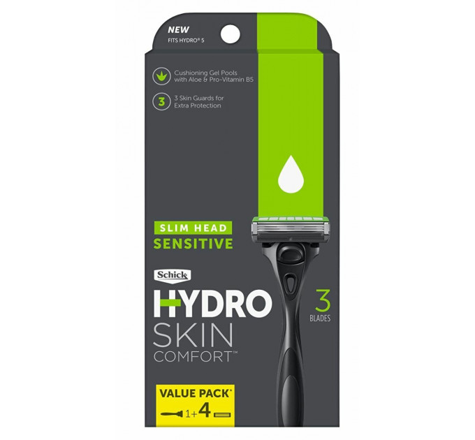 Бритва чоловіча Schick Hydro Skin Comfort Slim Head Sensitive (1 станок + 4 картриджі)